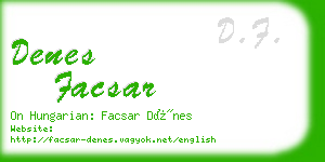 denes facsar business card